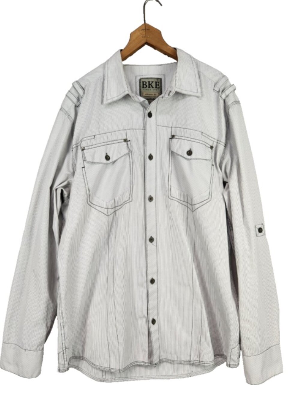 BKE Athletic FIt Western Shirt Mens XL Textured Embroidered Long Sleeve Gray